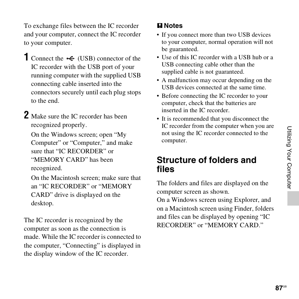 Structure of folders and files | Sony ICD-PX312D User Manual | Page 87 / 132