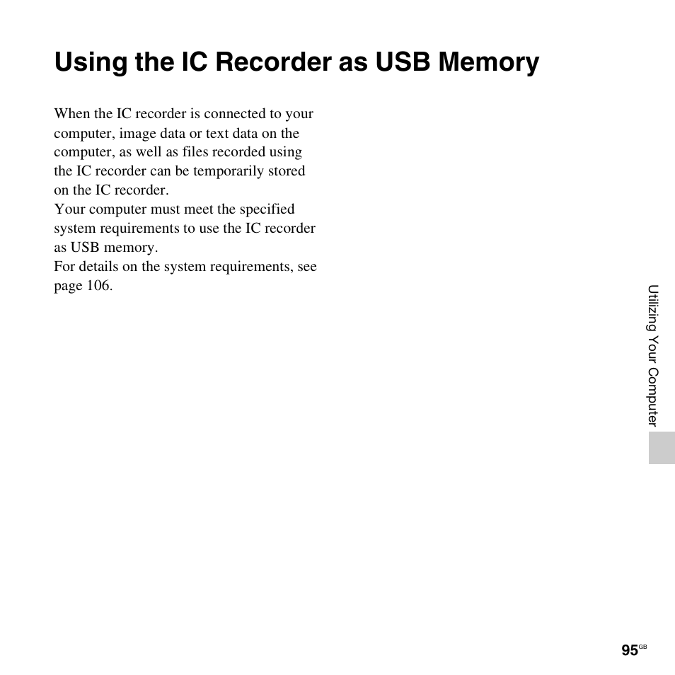 Using the ic recorder as usb memory | Sony ICD-PX312D User Manual | Page 95 / 132