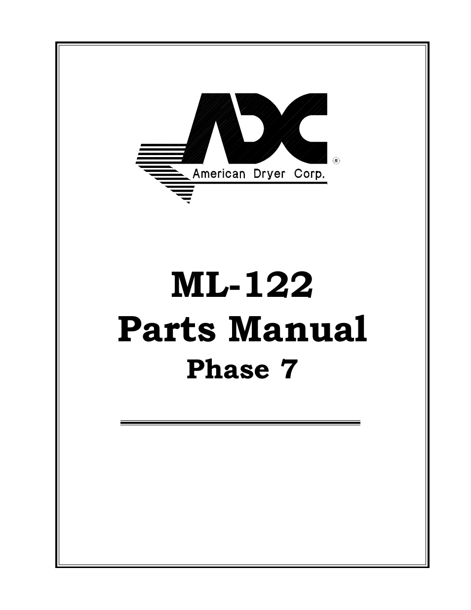 American Dryer Corp. ML-122 User Manual | 52 pages