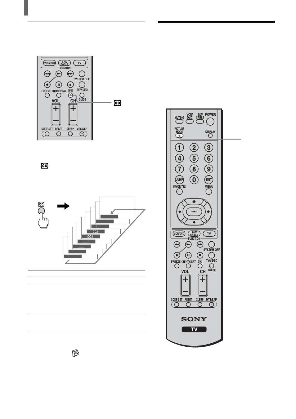 Watching with closed caption, Selecting the picture mode | Sony KLV-21SR2 User Manual | Page 24 / 60