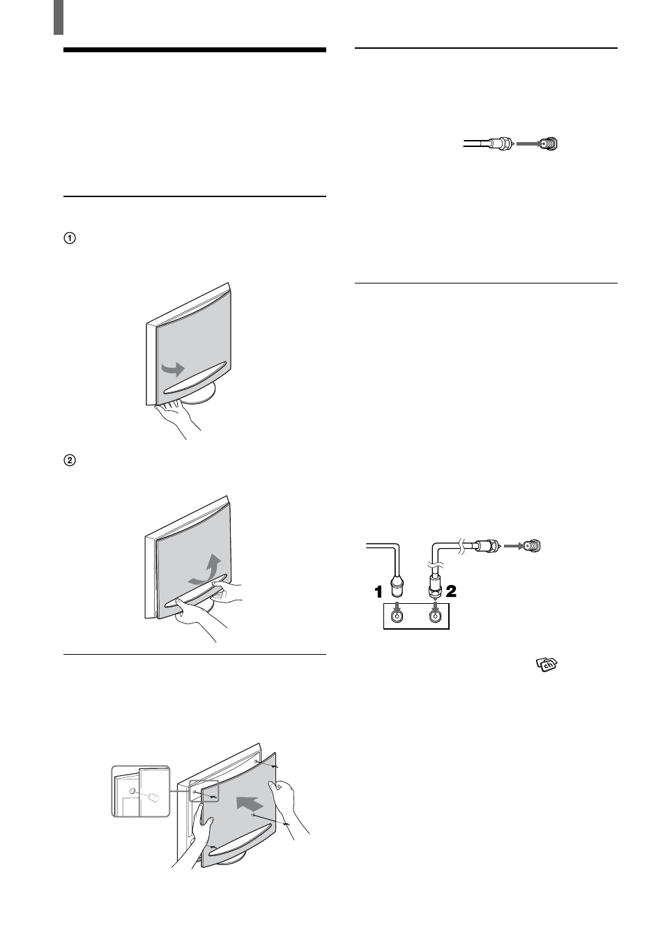 Removing the rear cover, Attaching the rear cover, Connecting directly to cable or an antenna | Cable box connections | Sony KLV-21SR2 User Manual | Page 8 / 60