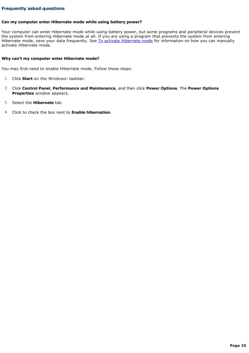 Frequently asked questions | Sony PCG-Z1WAMP3 User Manual | Page 25 / 171