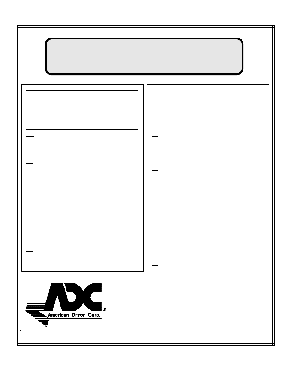 American Dryer Corp. Super AD-30 User Manual | 63 pages