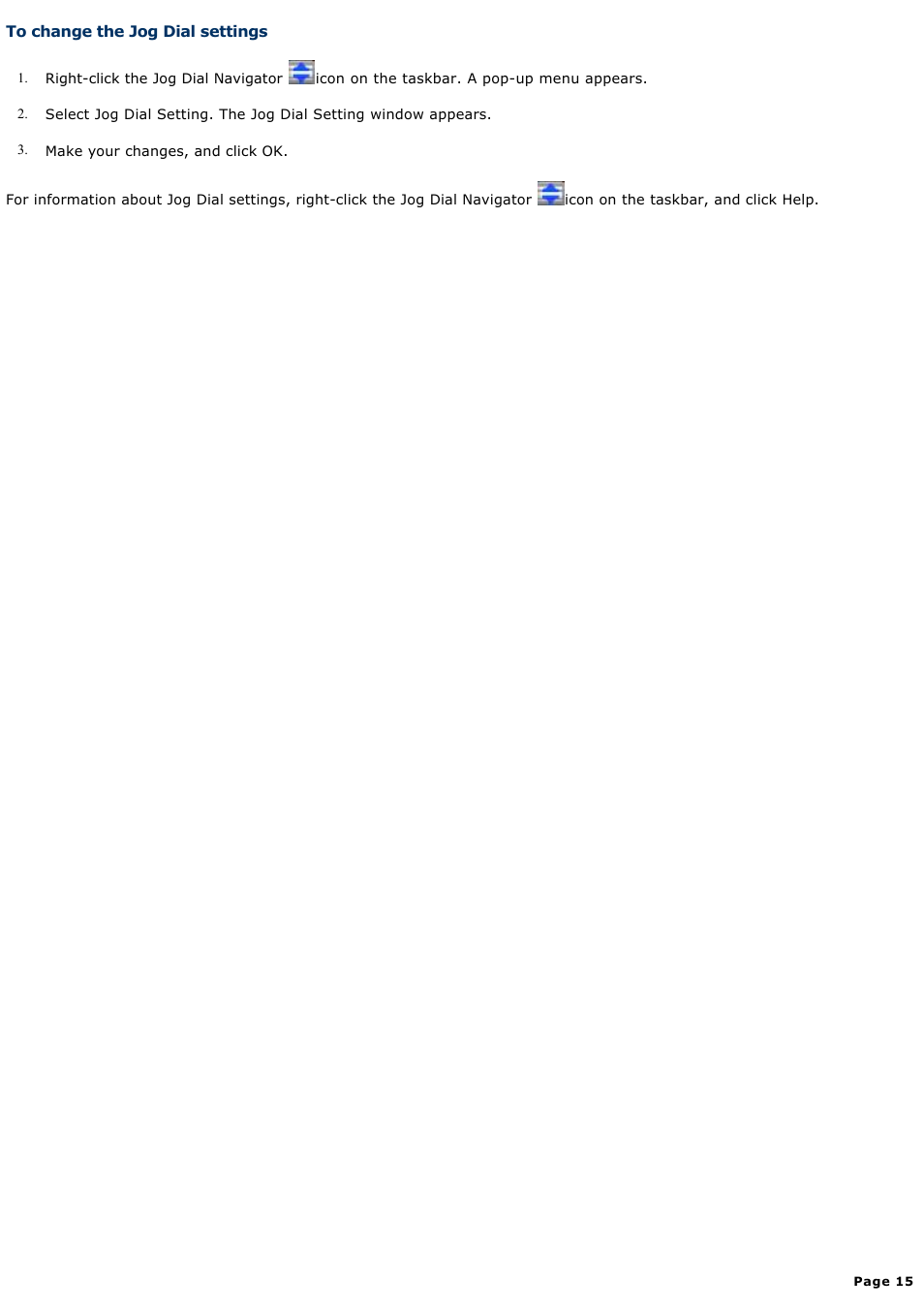 To change the jog dial settings | Sony PCG-R505ELP User Manual | Page 15 / 156