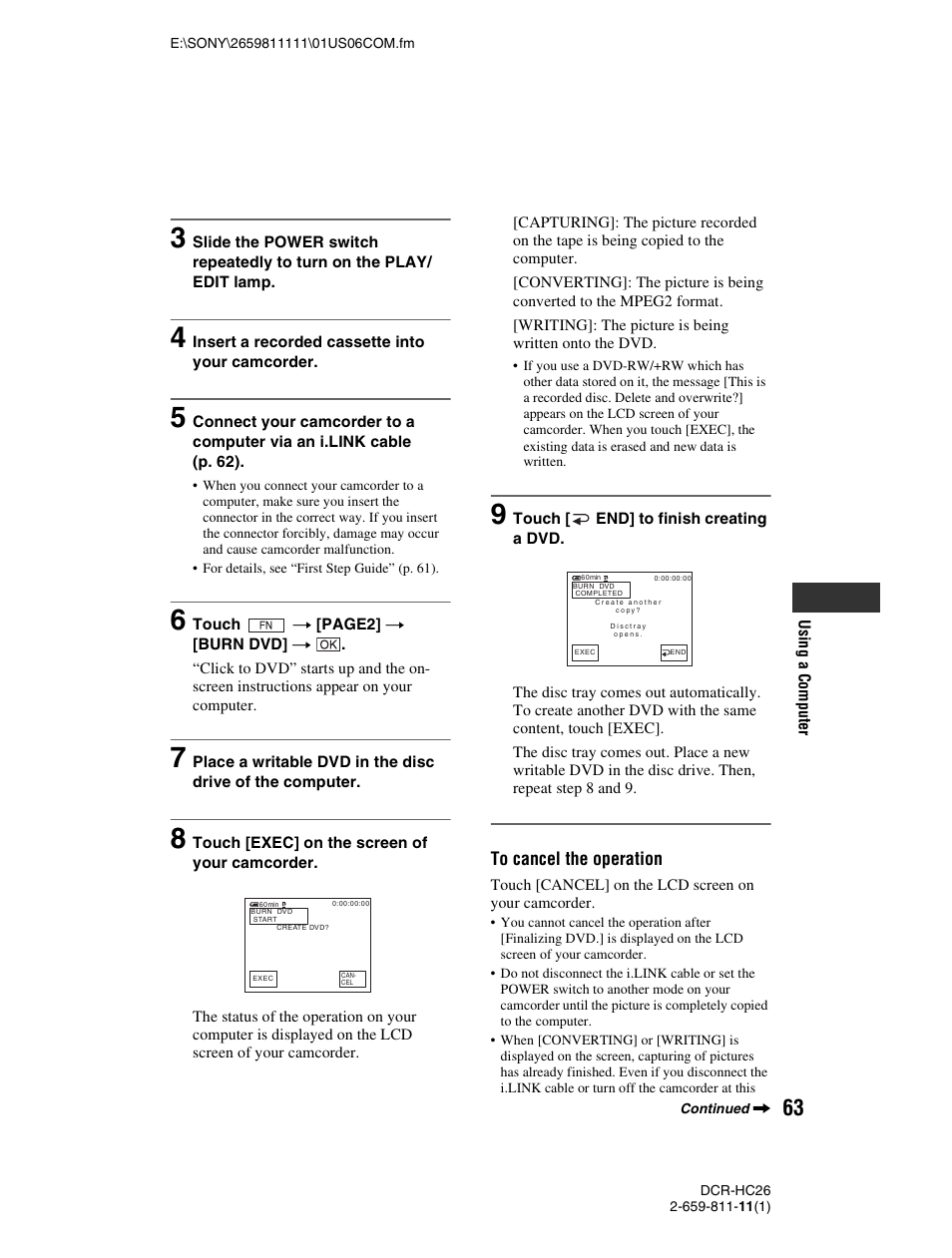 Sony DCR-HC26 User Manual | Page 63 / 92