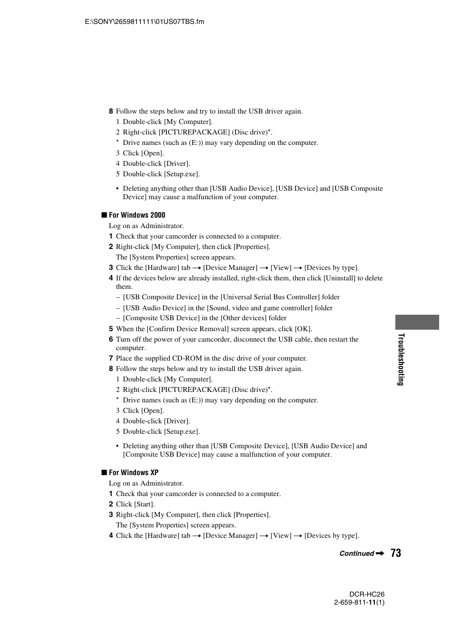 Sony DCR-HC26 User Manual | Page 73 / 92
