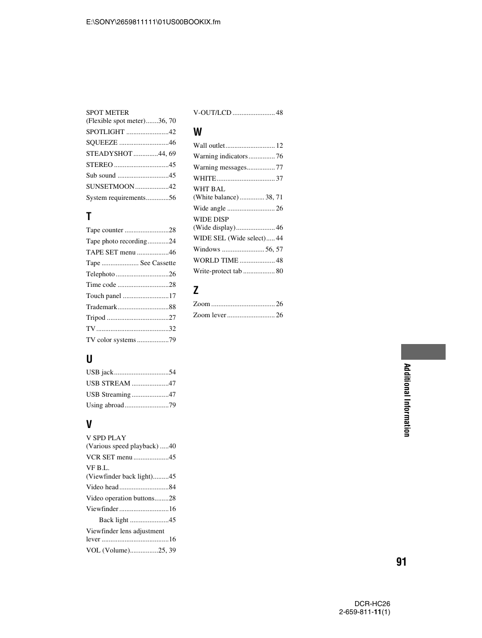 Sony DCR-HC26 User Manual | Page 91 / 92