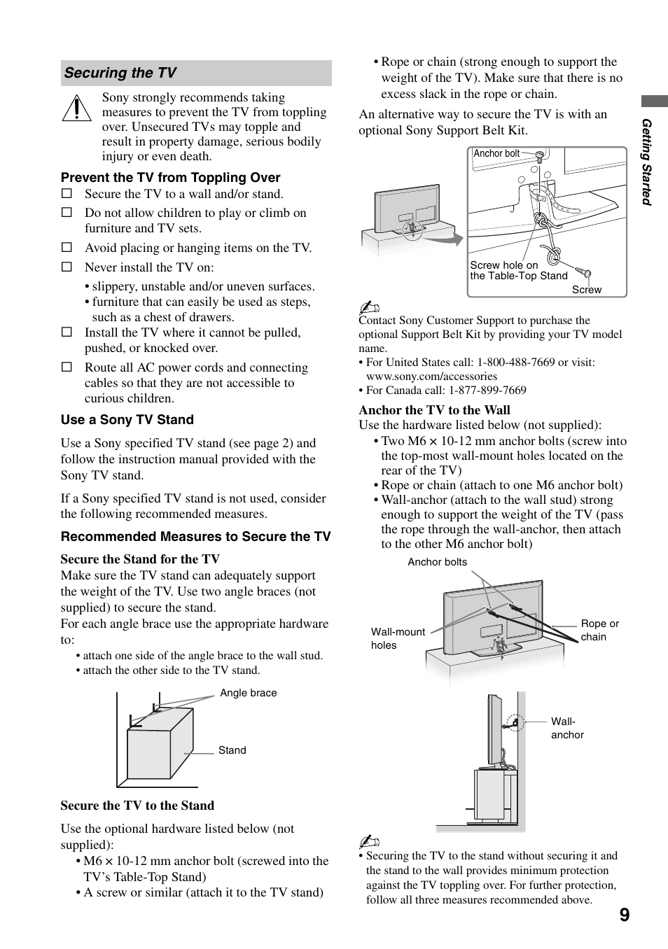 Securing the tv | Sony KDL-32VL140 User Manual | Page 9 / 48