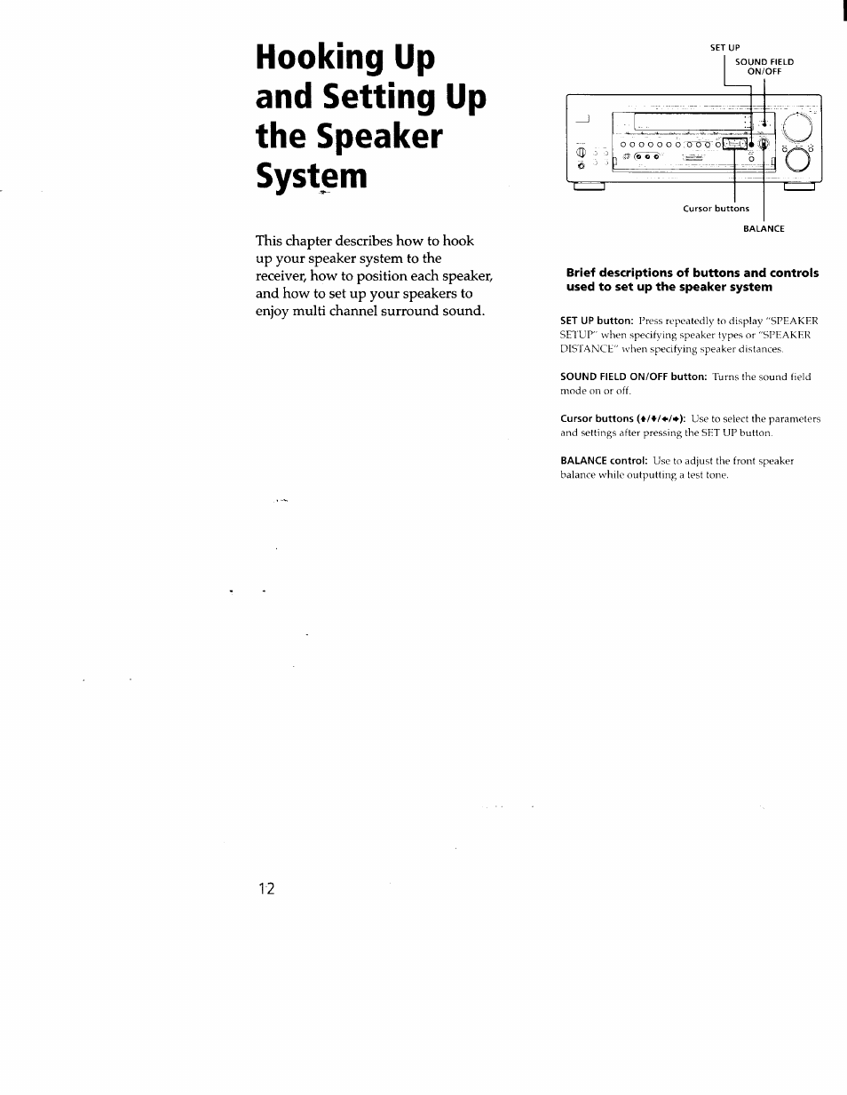 Hooking up and setting up the speaker system | Sony STR-DA30ES User Manual | Page 12 / 51