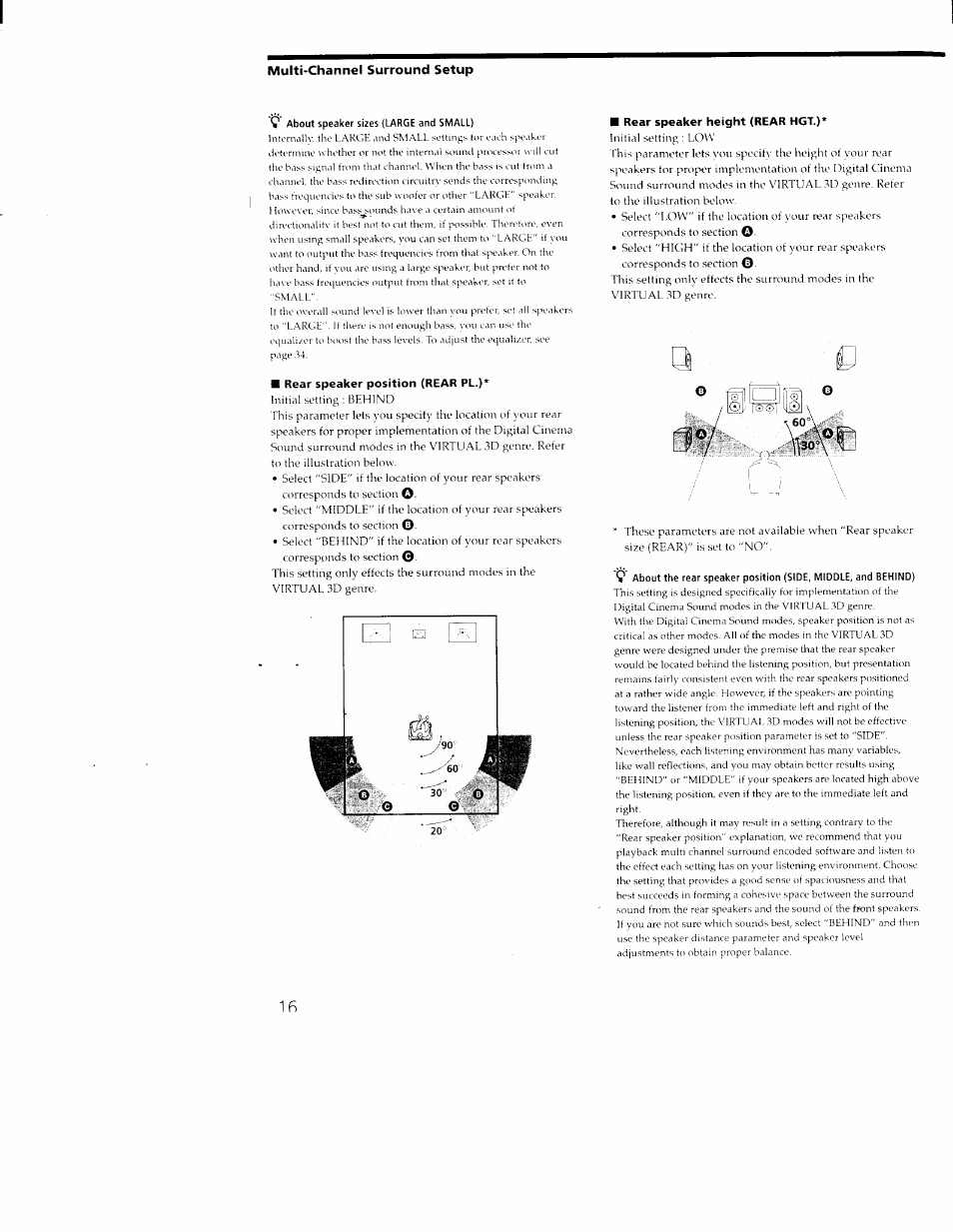 Rear speaker position (rear pl.), Rear speaker height (rear hgt.) | Sony STR-DA30ES User Manual | Page 15 / 51