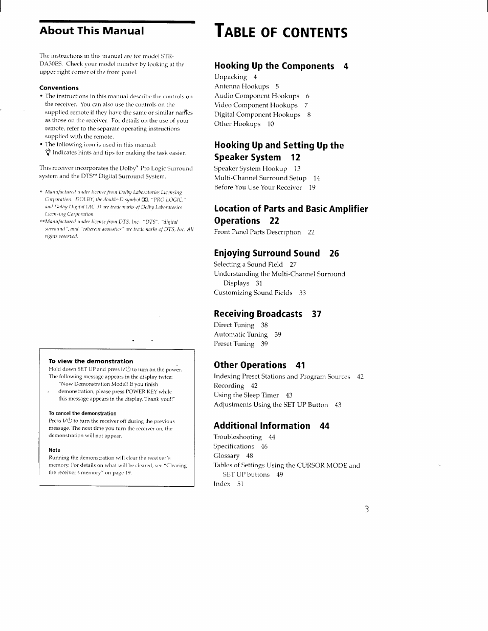 Sony STR-DA30ES User Manual | Page 3 / 51