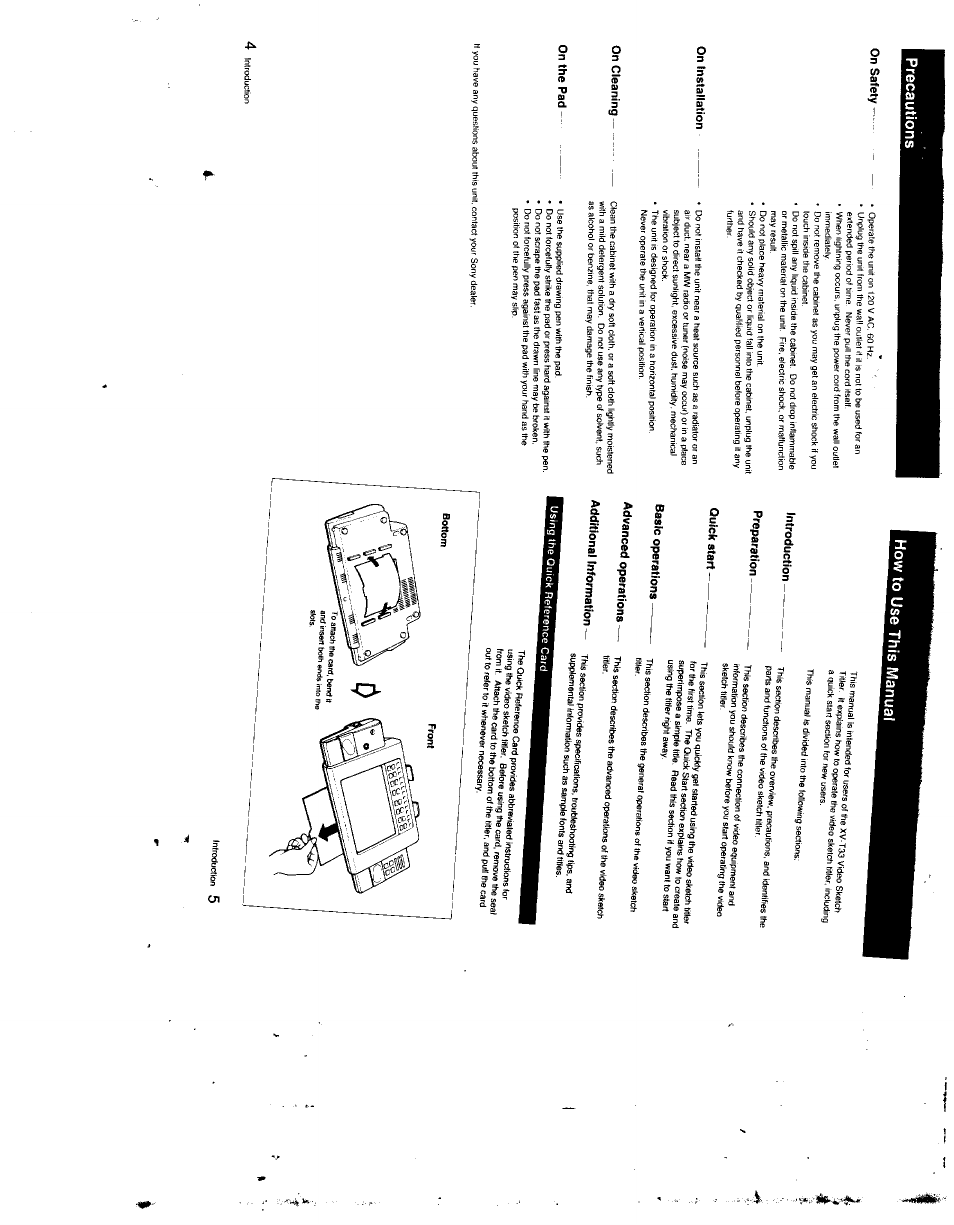 Precautions, How to use this manual, Precautions how to use this manual | Sony XV-T33 User Manual | Page 3 / 20