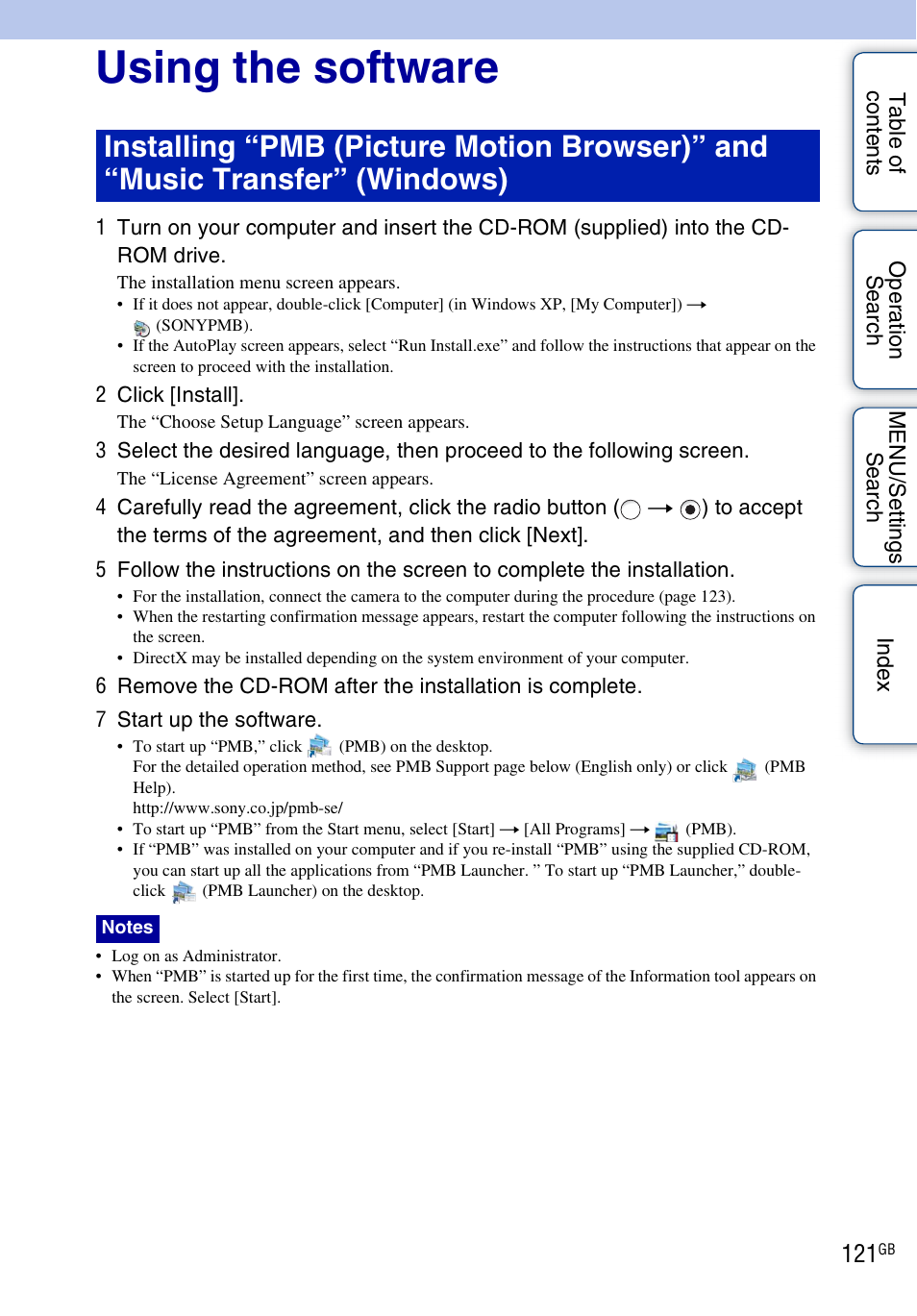 Using the software | Sony DSC-TX5 User Manual | Page 121 / 150