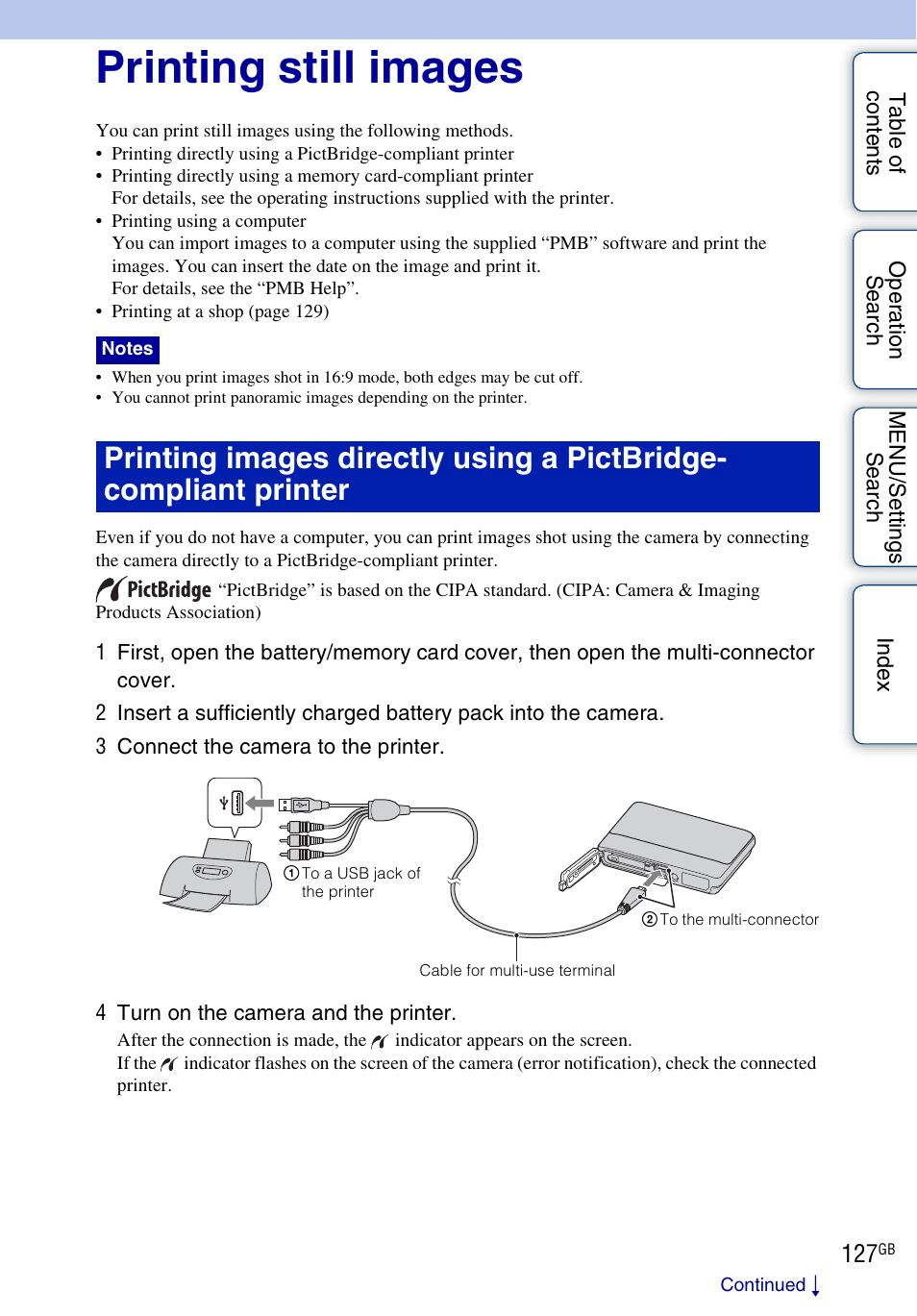 Printing still images, Print) | Sony DSC-TX5 User Manual | Page 127 / 150