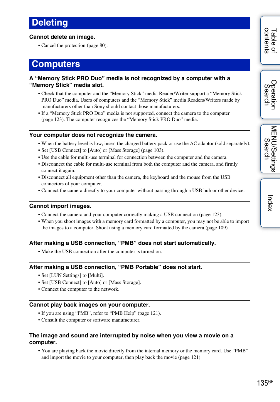 Deleting computers | Sony DSC-TX5 User Manual | Page 135 / 150