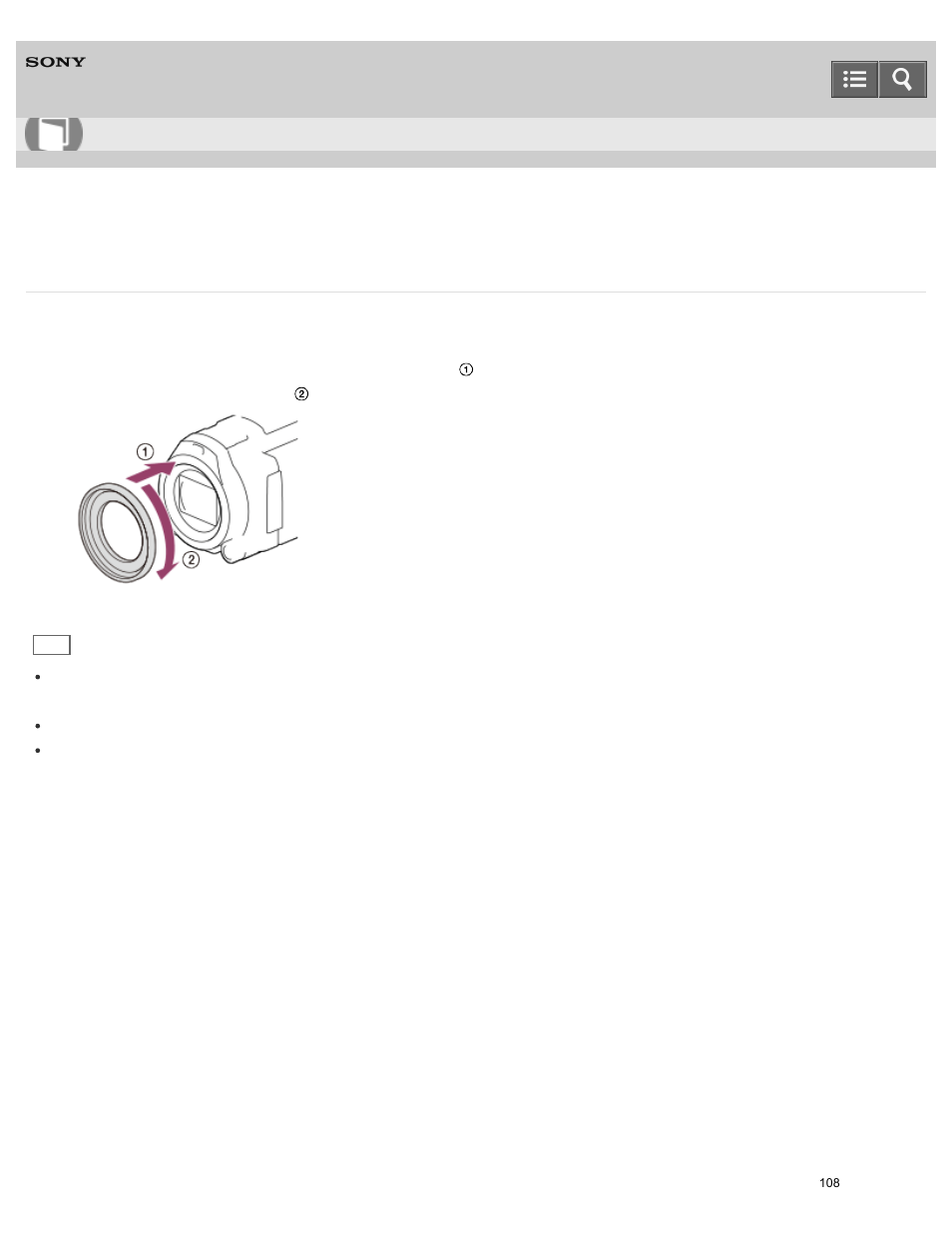 Attaching the step down ring, Help guide | Sony HDR-PJ810 User Manual | Page 108 / 416