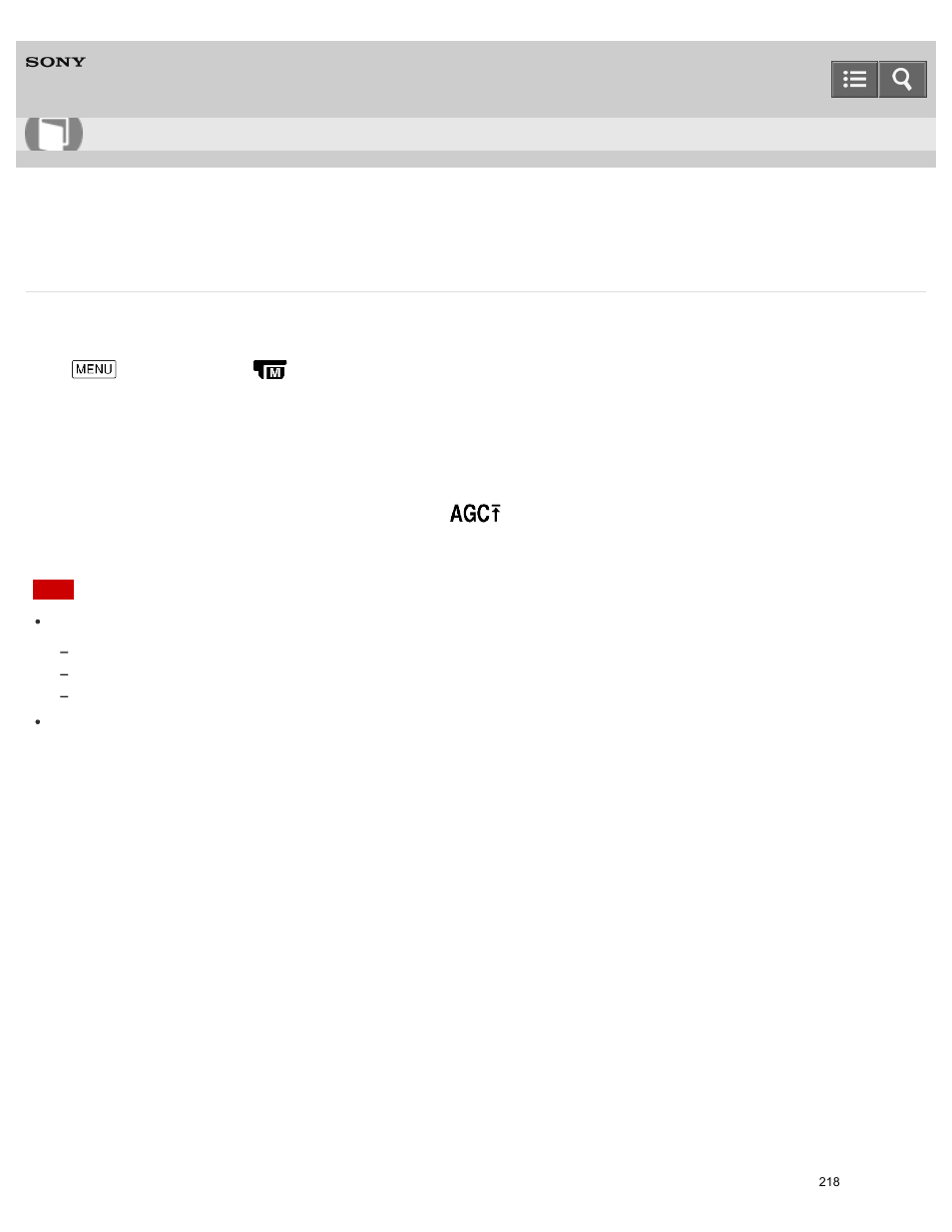 Agc limit, Help guide | Sony HDR-PJ810 User Manual | Page 218 / 416