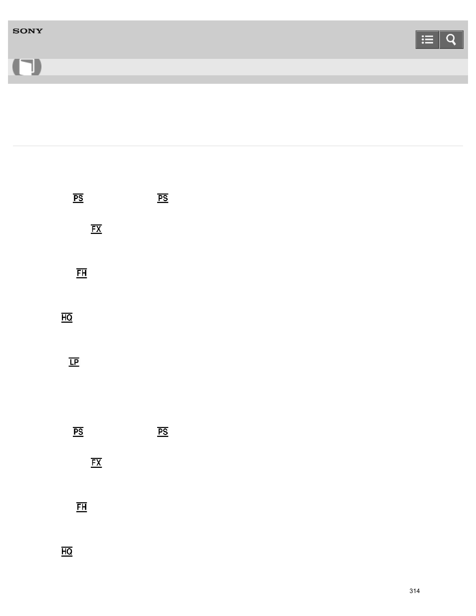 Expected recording time of movies, Help guide | Sony HDR-PJ810 User Manual | Page 314 / 416