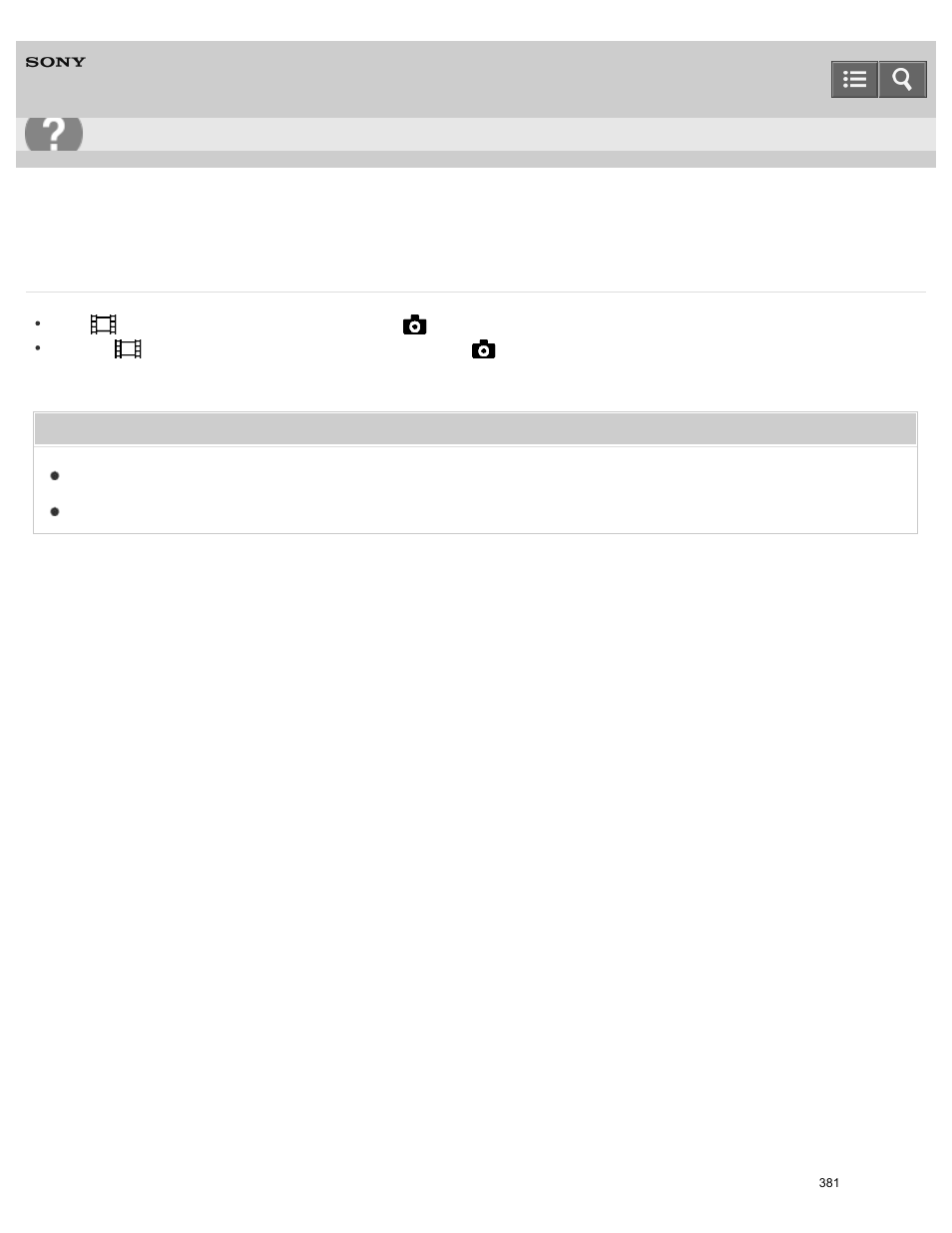 Steadyshot does not function, Help guide | Sony HDR-PJ810 User Manual | Page 381 / 416