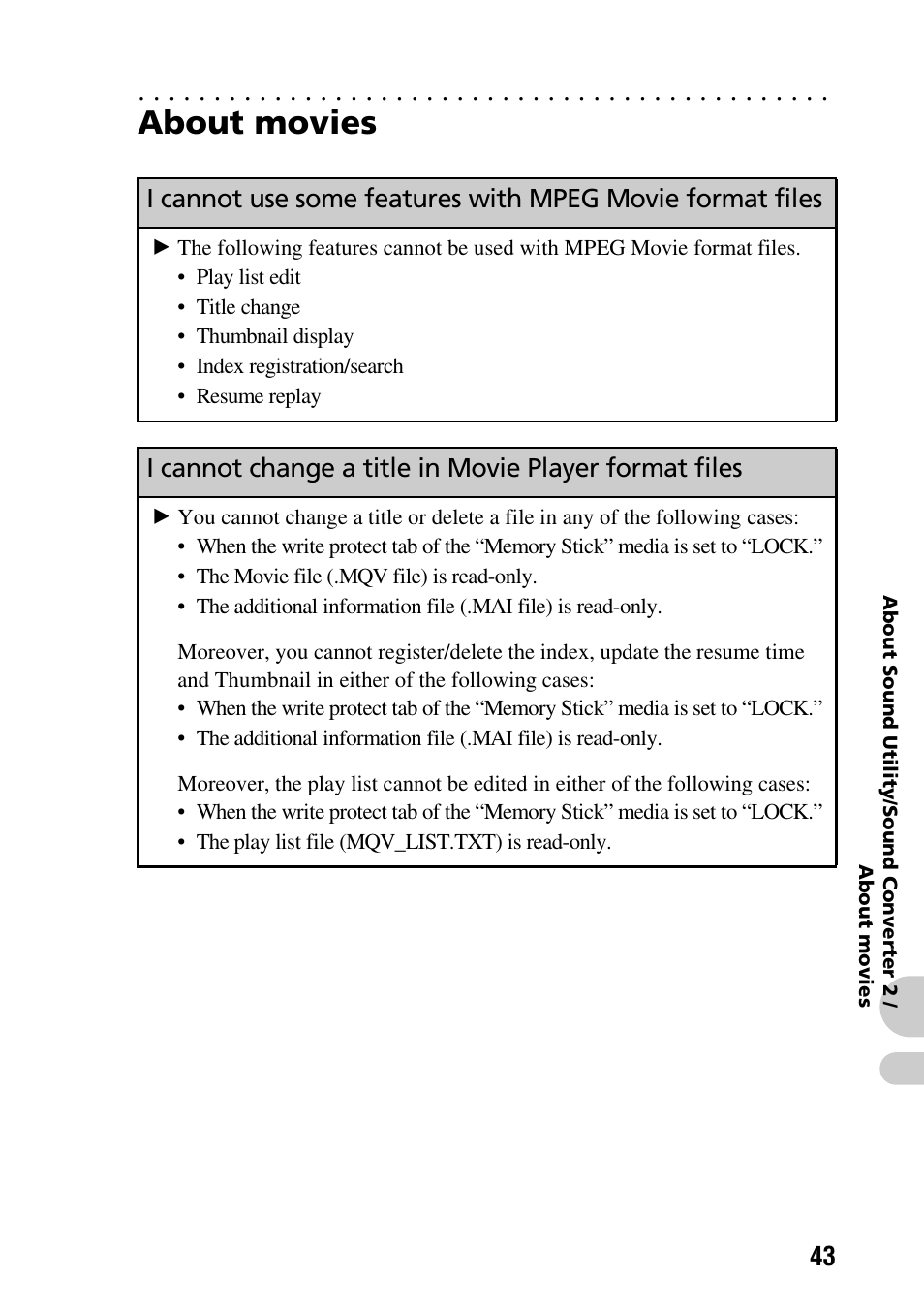 About movies | Sony PEG-NZ90 User Manual | Page 43 / 52