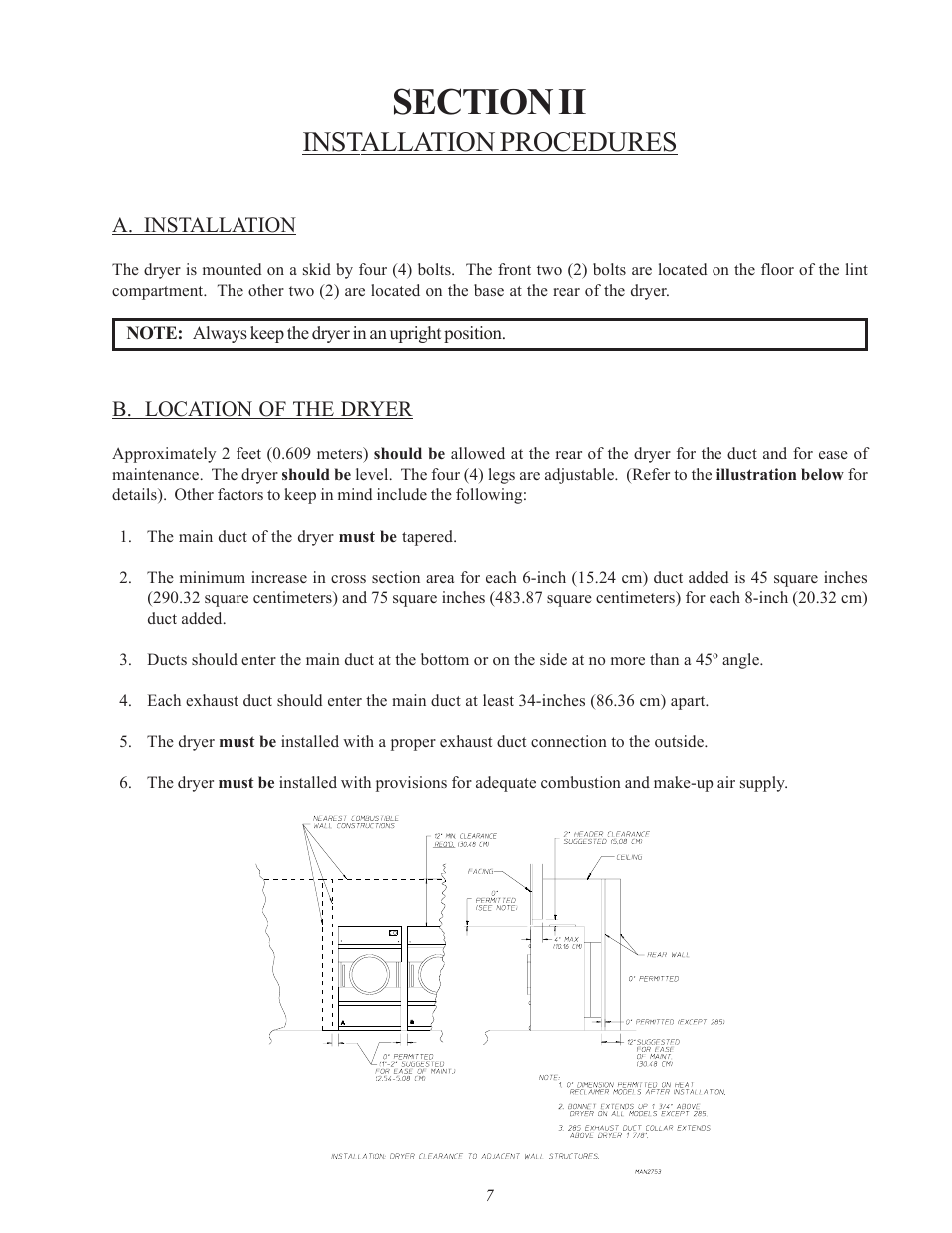 Installation procedures | American Dryer Corp. SL31AD-15 User Manual | Page 11 / 72