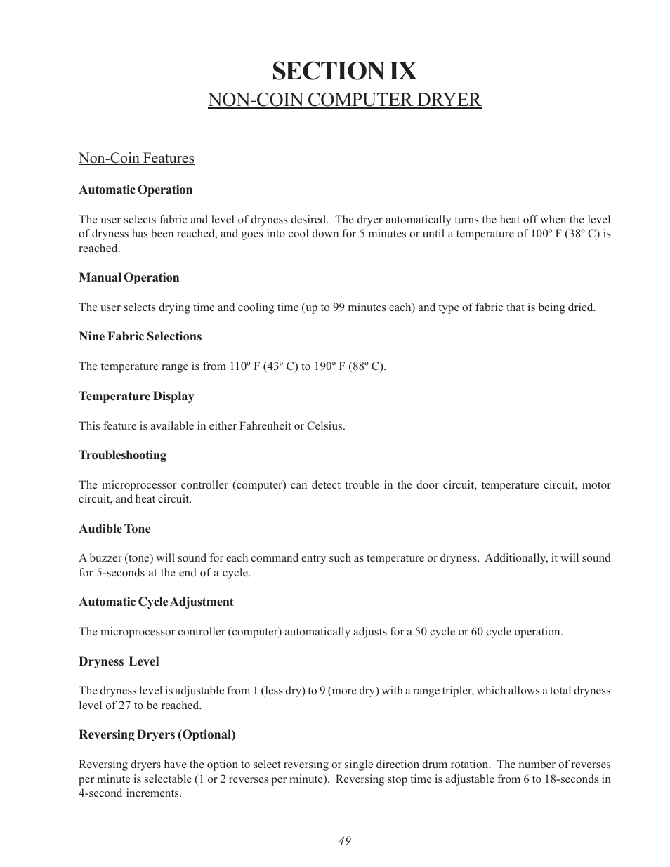 Non-coin computer dryer | American Dryer Corp. SL31AD-15 User Manual | Page 53 / 72