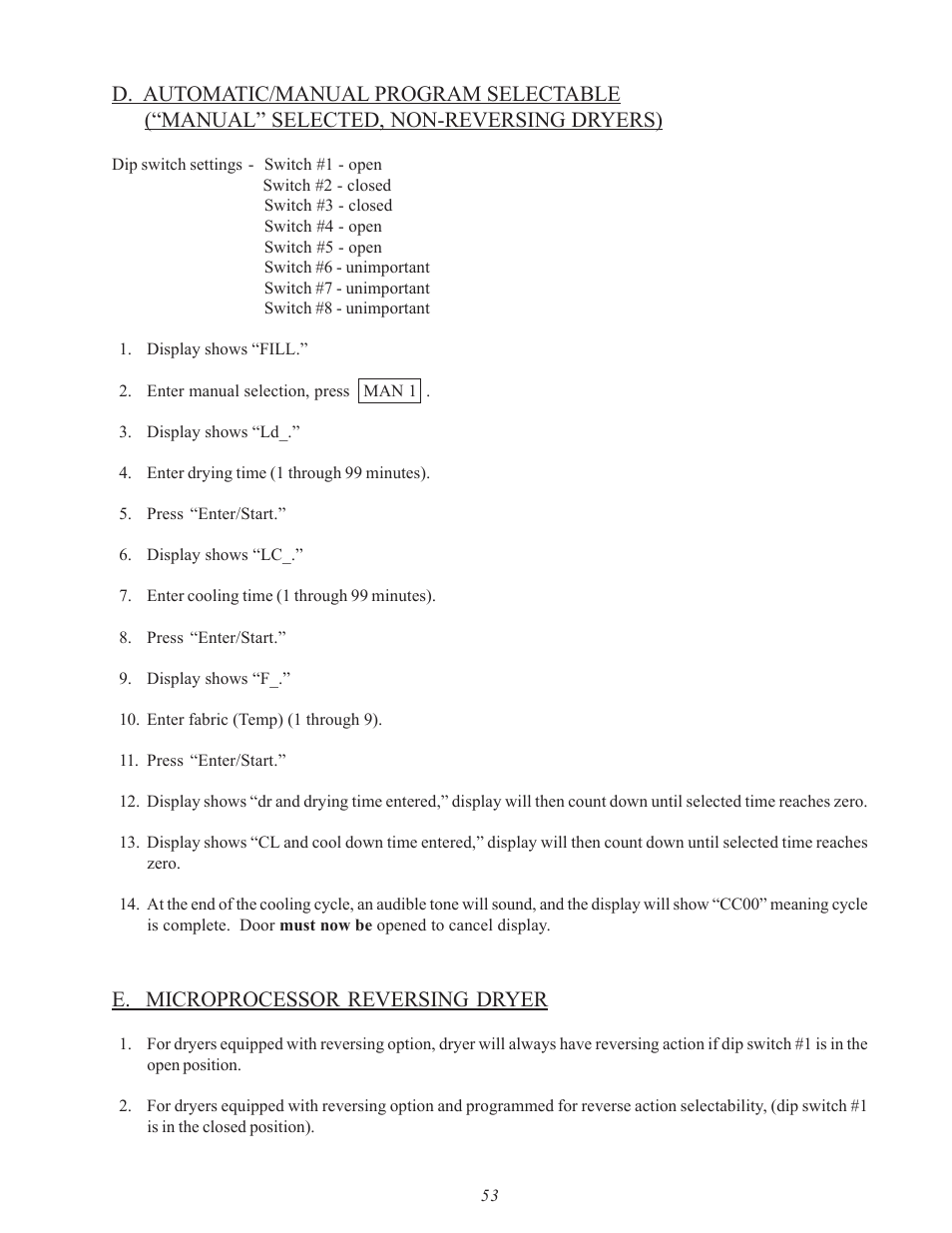 E. microprocessor reversing dryer | American Dryer Corp. SL31AD-15 User Manual | Page 57 / 72