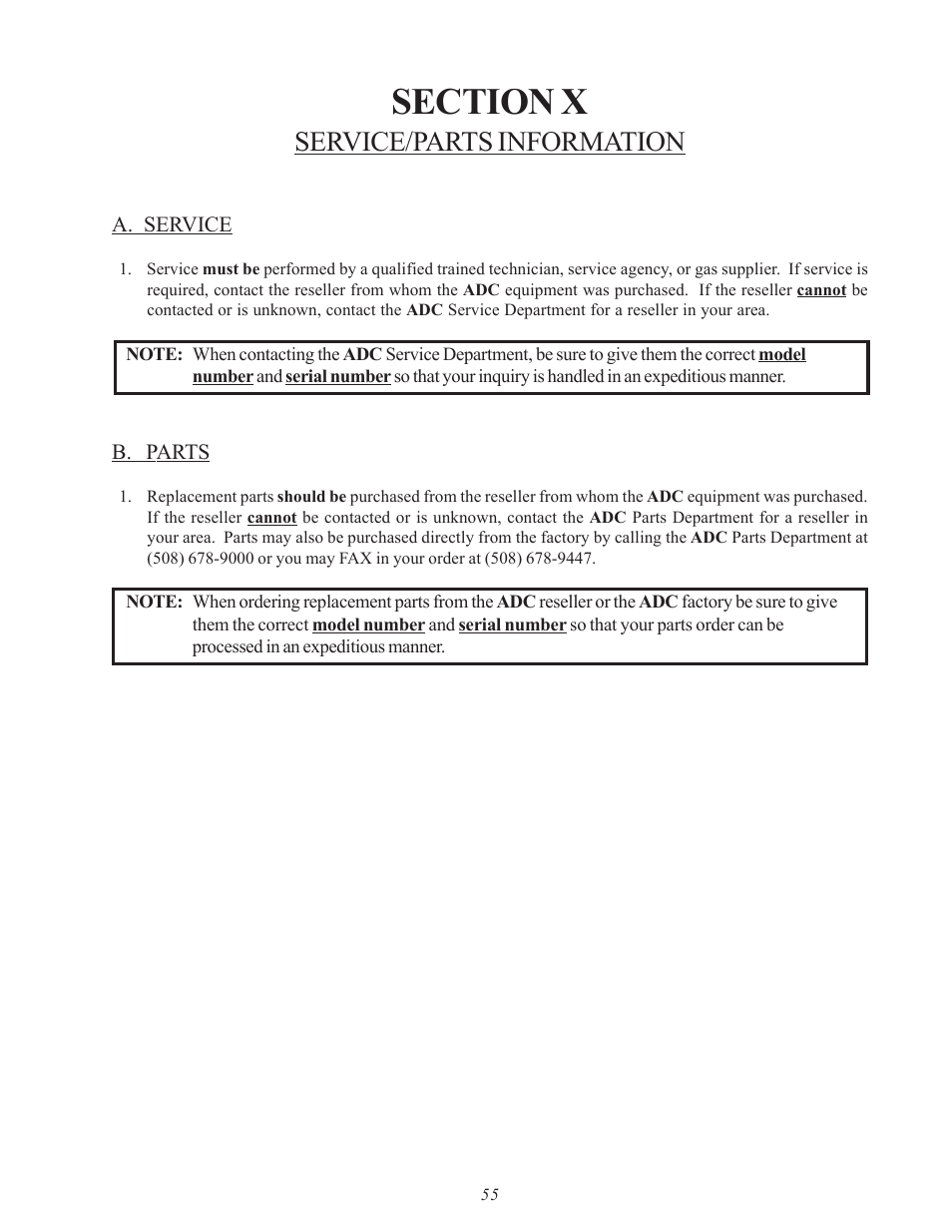 Service/parts information | American Dryer Corp. SL31AD-15 User Manual | Page 59 / 72