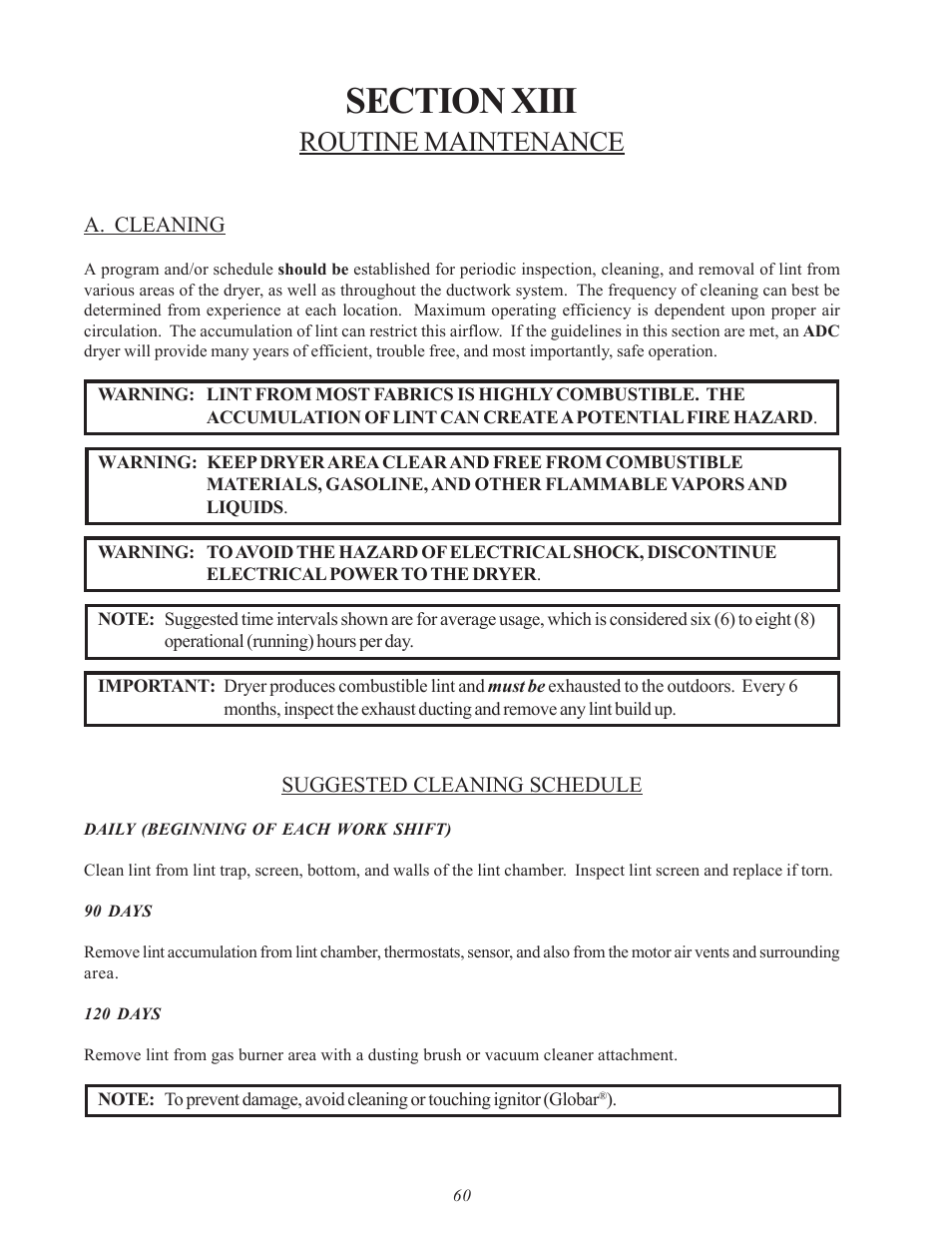 Routine maintenance | American Dryer Corp. SL31AD-15 User Manual | Page 64 / 72