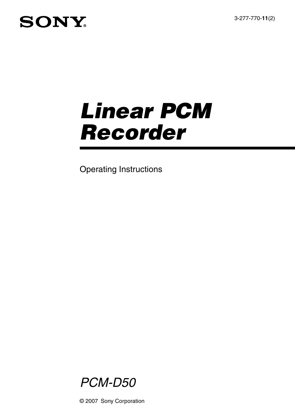 Sony PCM-D50 User Manual | 60 pages