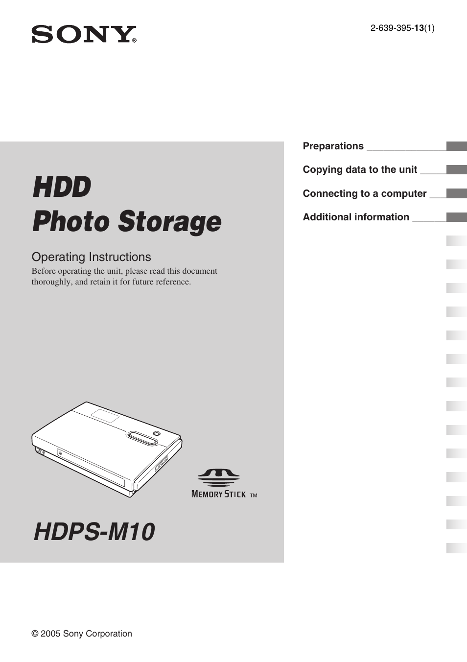 Sony HDPS-M10 User Manual | 53 pages