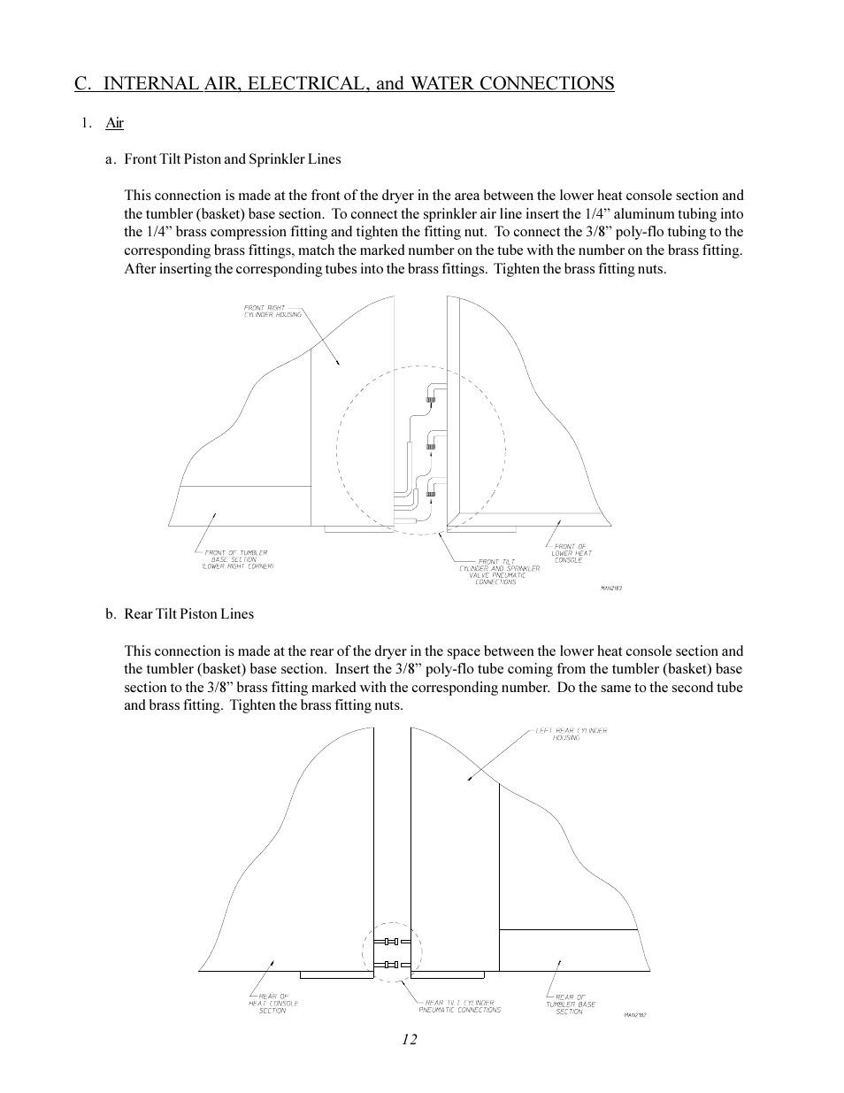 C. internal air, electrical, and water connections | American Dryer Corp. ADS-464 II User Manual | Page 16 / 80