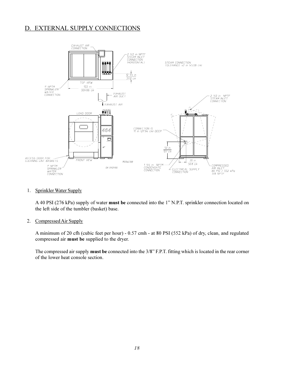 D. external supply connections | American Dryer Corp. ADS-464 II User Manual | Page 22 / 80