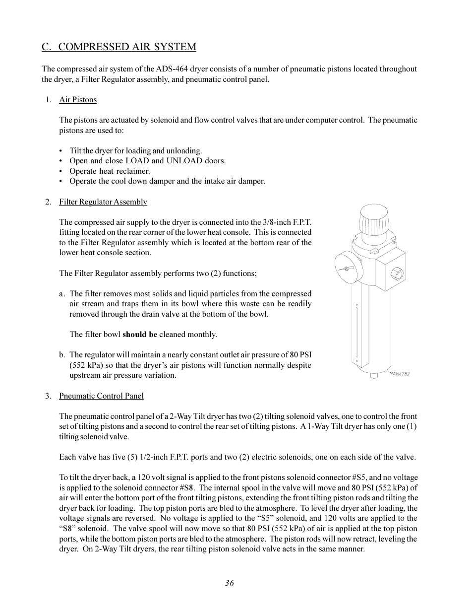 C. compressed air system | American Dryer Corp. ADS-464 II User Manual | Page 40 / 80