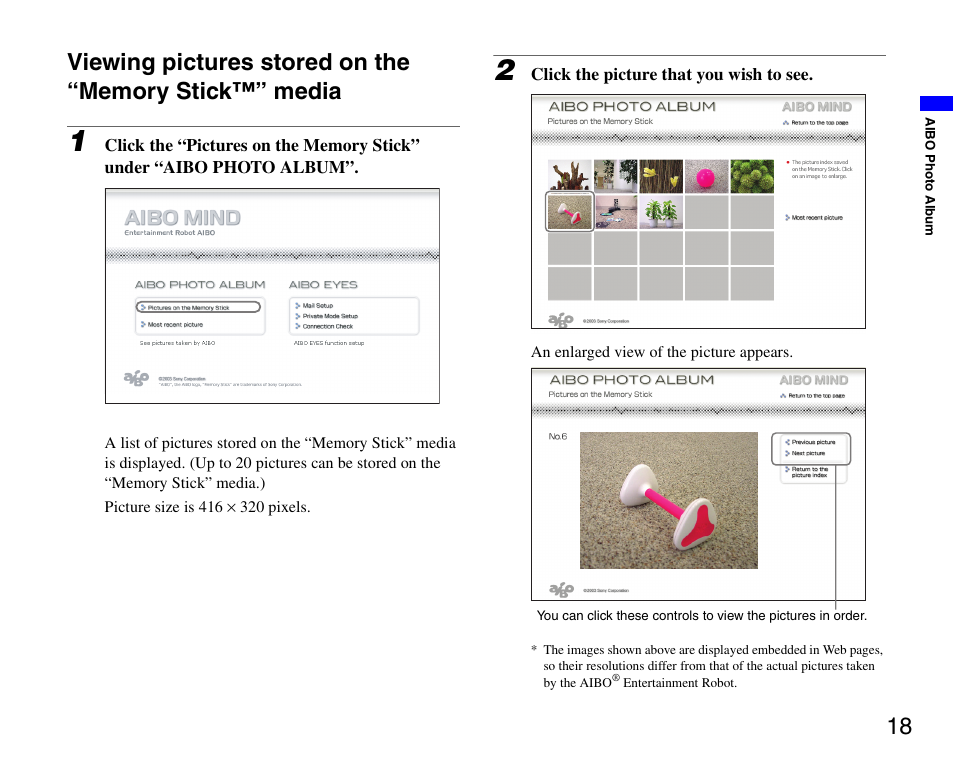 Sony ERS-7 User Manual | Page 18 / 62