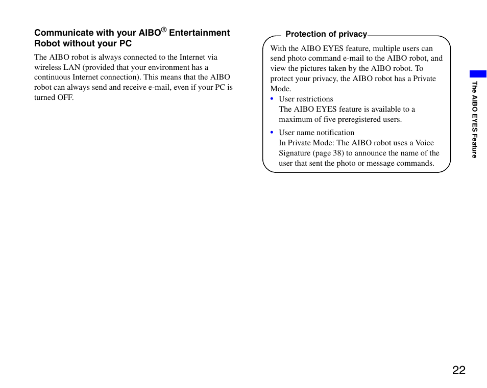 Sony ERS-7 User Manual | Page 22 / 62