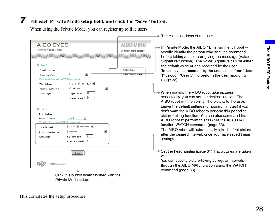 Sony ERS-7 User Manual | Page 28 / 62