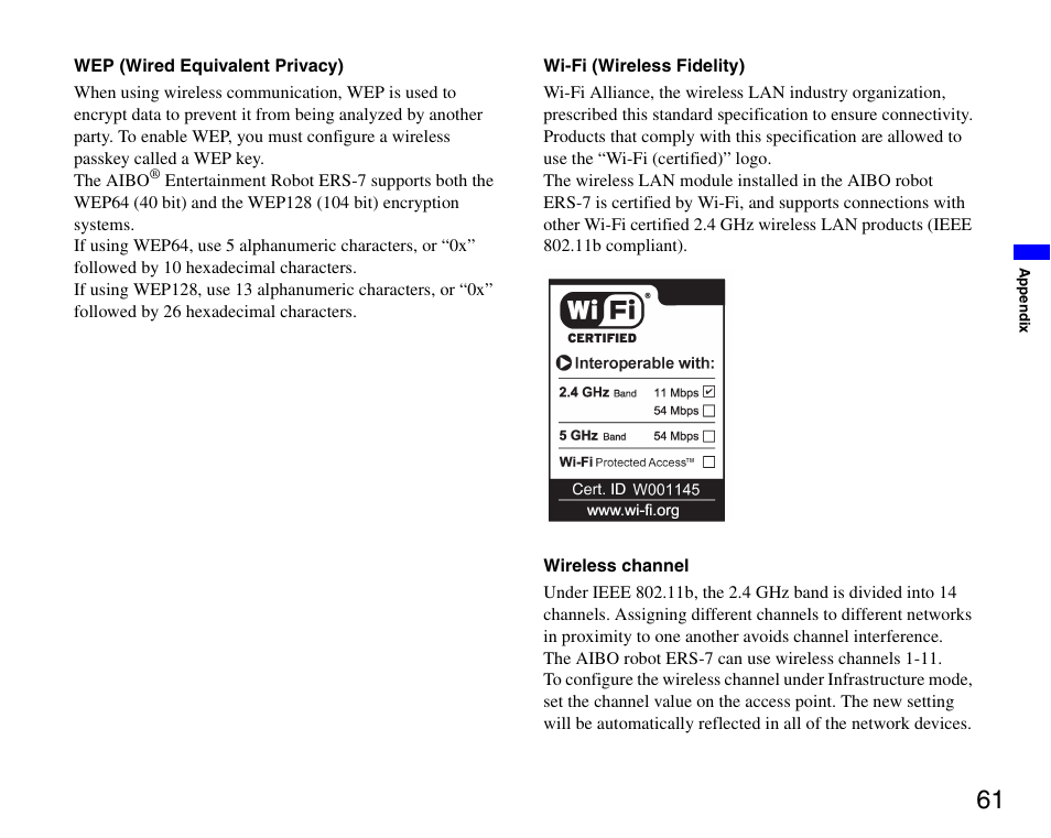 Sony ERS-7 User Manual | Page 61 / 62