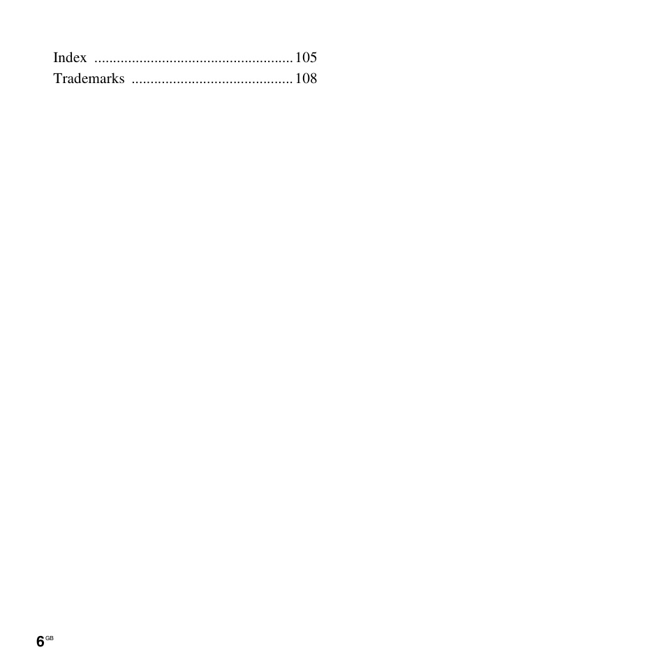 Index trademarks | Sony ICD-UX300 User Manual | Page 6 / 112