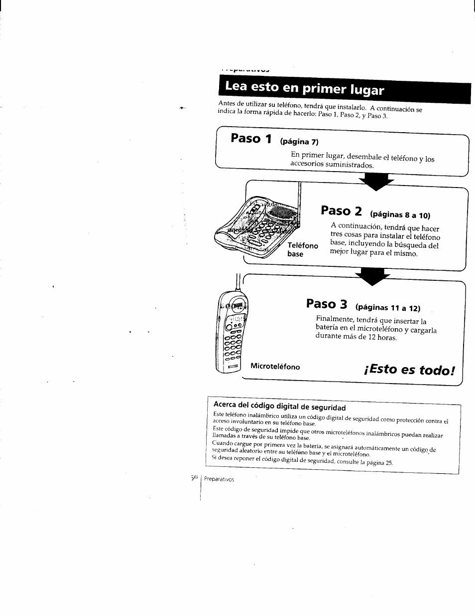Lea esto en primer lugar, Paso 1, Paso 2 | Paso 3, Esto es todo | Sony SPP-205 User Manual | Page 36 / 63