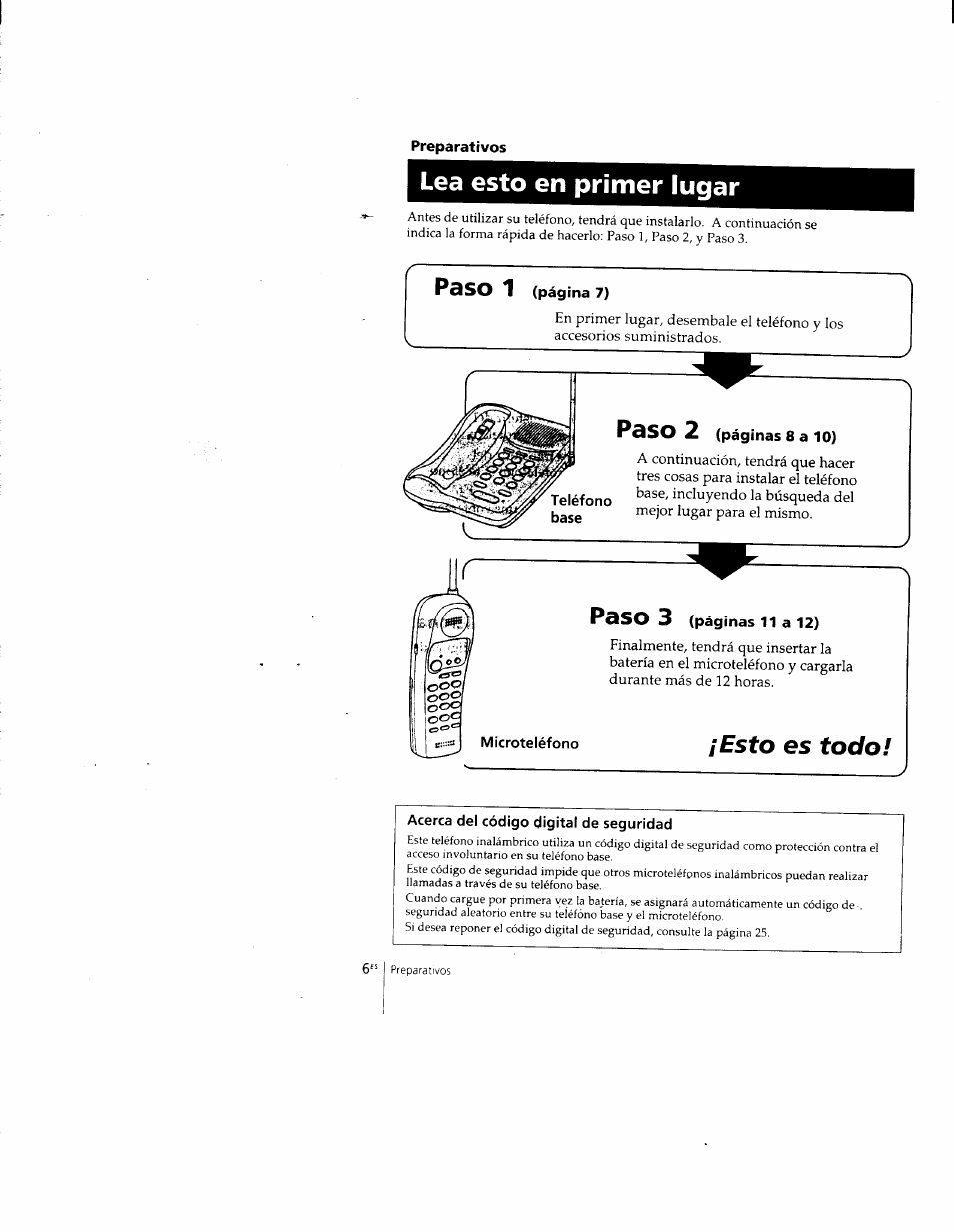 Lea esto en primer lugar, Paso 1, Pdso 2 | Esto es todo | Sony SPP-205 User Manual | Page 37 / 63