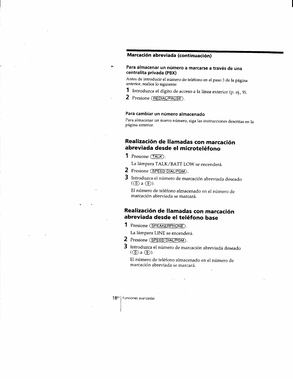 Para cambiar un número almacenado | Sony SPP-205 User Manual | Page 49 / 63