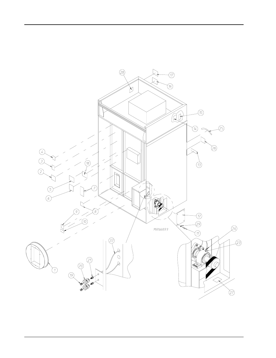 Back guard assemblies | American Dryer Corp. ML-190 User Manual | Page 40 / 42