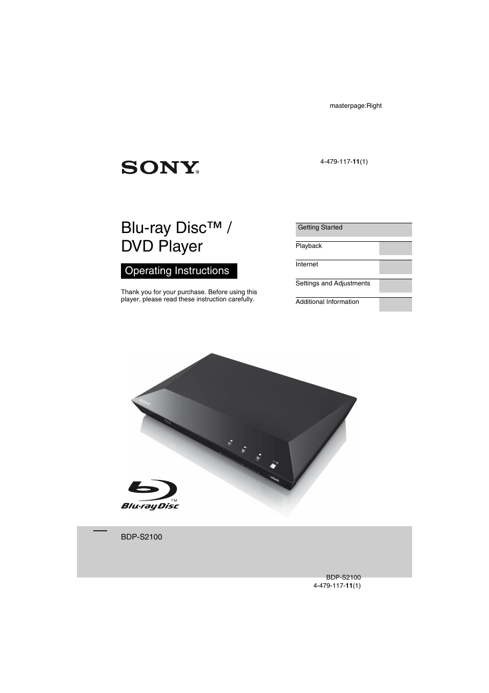 Sony BDP-S2100 User Manual | 44 pages