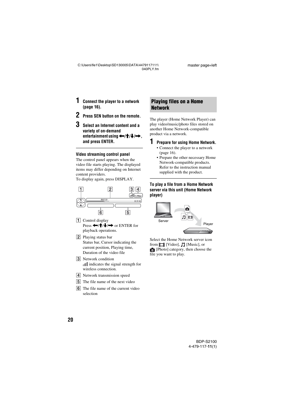 Sony BDP-S2100 User Manual | Page 20 / 44