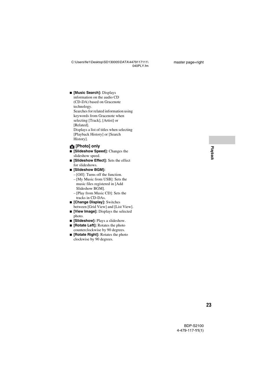 Sony BDP-S2100 User Manual | Page 23 / 44