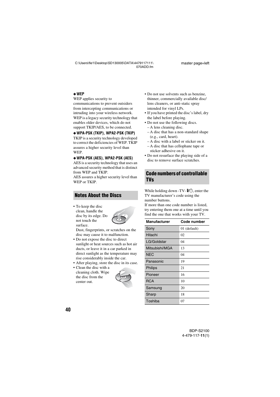 Sony BDP-S2100 User Manual | Page 40 / 44