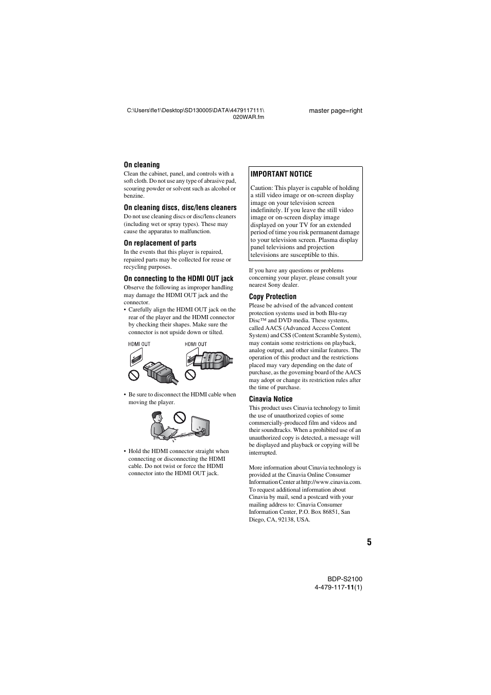 Sony BDP-S2100 User Manual | Page 5 / 44