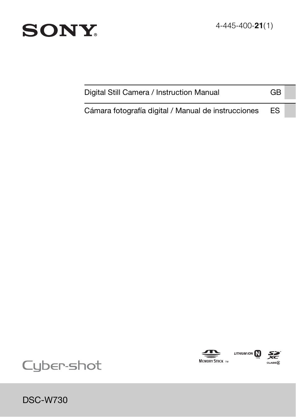 Sony DSC-W730 User Manual | 60 pages