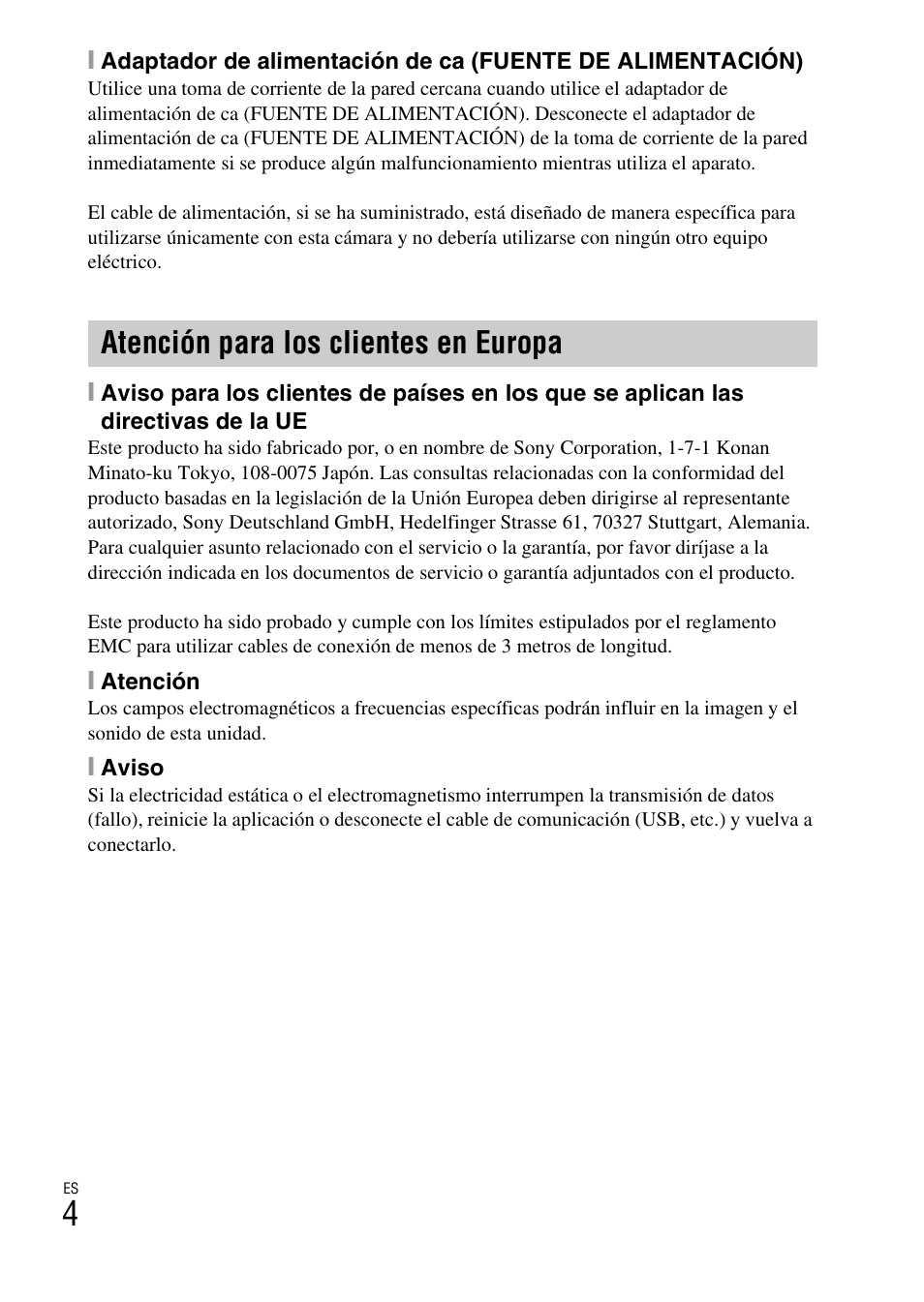 Atención para los clientes en europa | Sony DSC-W730 User Manual | Page 32 / 60
